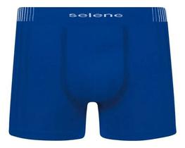 Cueca masculina sem costura conforto selene box boxer azul