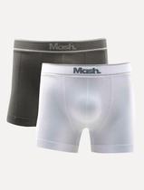 Cueca Mash Boxer Microfíbra Seamlss Gray Sash Branca/Chumbo Pack 2UN