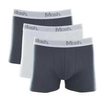 Cueca Mash Kit 3 Boxer Cinza/Branco/Cinza