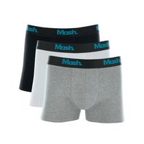 Cueca Mash Kit 3 Boxer Preto/Branco/Cinza