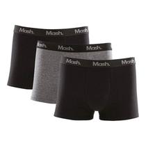 Cueca Mash Kit Boxer Cot El Bord Preto/Cinza/Preto Cueca Mash Kit Boxer Cot El Bord Preto/Cinza/Preto