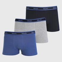 Cueca Mash Kit c/3 Boxer Cot El Bord Azul/Cinza/Azul Cueca Mash Kit c/3 Boxer Cot El Bord Azul/Cinza/Azul