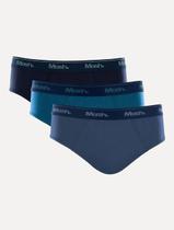 Cueca Mash Slip Cotton Basic Azul Médio/ Marinho/ Índigo Pack 3UN Tamanho:XL/GG