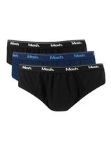 Cueca Mash Slip Cotton Basic Marinho/Preta Pack 3UN Tamanho:XL/GG