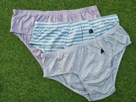 Cueca Plus Size Exg Masculino Kit 3 Cueca Slip Tradicional 100% Algodão Cueca Extra Grande