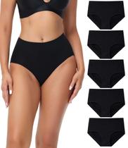 Cueca pós-parto feminina de algodão Wirarpa preta, pacote com 5 Cueca pós-parto feminina de algodão Wirarpa preta, pacote com 5