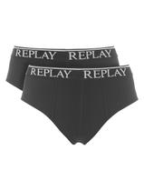 Cueca Replay Slip Logo Preta Pack 2UN