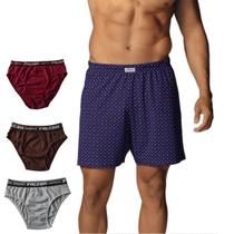 Cueca Samba Canção Kit C/2 E Kit 06 Cuecas Slip Algodão Puro