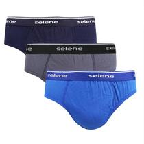 Cueca selene slip kit com 3 11900 algodão masculina tradicional