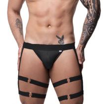 Cueca Sensual Jockstrap Com Cinta Liga Bumbum a Mostra