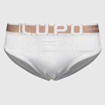 Cueca Slip Lupo Algodão com Elastano Branca e Marrom