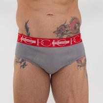 Cueca Slip Max Compress Cinza/Vermelho