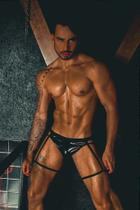 Cueca Strappy com Liga e Persex Duque Simon - Vinil Preto