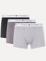 Cueca Tommy Hilfiger Cotton Stretch Trunk Preta Cinza Grafite Pack 3UN