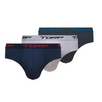 Cueca Torp Slip Algodão Masculino Adulto 7004 Kit Com 3 Unidades