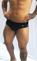 Cueca Transparente Slip Masculina Cirré Com Tule Preto Jock