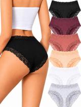 Cuecas ALL OF SHE Cotton Lace Cheeky Bikini Pacote com 6 unidades Cuecas ALL OF SHE Cotton Lace Cheeky Bikini Pacote com 6 unidades