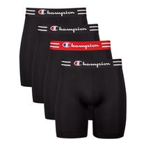 Cuecas boxer Champion Performance para homens, pacote com 4 unidades pretas Cuecas boxer Champion Performance para homens, pacote com 4 unidades pretas