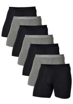 Cuecas boxer Comfneat de algodão superelástico e elastano masculinas pretas e cinza escuro mescladas Park-7 Cuecas boxer Comfneat de algodão superelástico e elastano masculinas pretas e cinza escuro mescladas Park-7