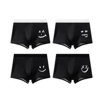 Cuecas Boxer Confortáveis Para Meninos Adolescentes, Amigas Da Pele, Com Estampa De Sorriso, 4 Cuecas Boxer Confortáveis Para Meninos Adolescentes, Amigas Da Pele, Com Estampa De Sorriso, 4