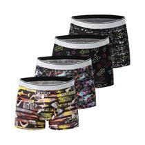 Cuecas Boxer Estampadas Grandes Masculinas, Pacote Com 4 Calções De Banho Confortáveis, Tamanho