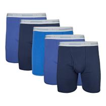 Cuecas boxer Gildan para homens, pacote com 5 cuecas íntimas azul-marinho/azul metro/antigo Royal