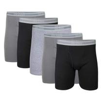 Cuecas boxer Gildan para homens pretas, carvão/cinza, pacote com 5