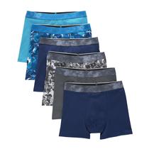 Cuecas boxer Hanes Boys Big Performance Tween, pacote com 6, azul/cinza Cuecas boxer Hanes Boys Big Performance Tween, pacote com 6, azul/cinza