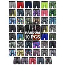 Cuecas boxer longas para malha, tricô, fast dry sport, para homens, pacote com 10 Cuecas boxer longas para malha, tricô, fast dry sport, para homens, pacote com 10