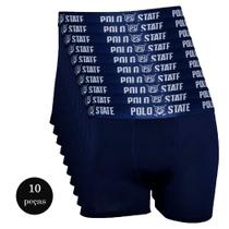 Cuecas Boxer Masculina Polo State Azul Kit 10 Tecido Confortável Para Seu Dia a Dia