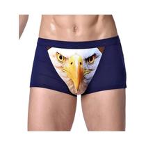 Cuecas Boxer Masculinas Com Estampa 3D De Cabeça De Lobo E Águia, Tecido Modal Respirável