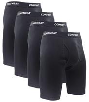 Cuecas boxer masculinas Comfneat, 9 pernas compridas, algodão, pacote com 4 unidades, pretas, GG