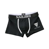 Cuecas Boxer Masculinas De Algodão Respirável Com Estampa De Letras Na Moda, Cintura Média,