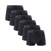 Cuecas Boxer Masculinas De Fibra De Bambu, 6 Peças, Cintura Média, Lisas, Macias, Respiráveis, Cor