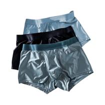 Cuecas Boxer Masculinas De Luxo Em Seda Gelada E Cetim, Kit Com 3 Peças, Confortáveis E Respiráveis