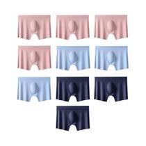 Cuecas Boxer Masculinas De Seda Gelada Para O Verão - Kit Com 10 Peças Sem Costura, Ultrafinas,