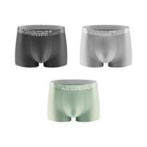 Cuecas Boxer Masculinas De Seda Gelada Tamanho Grande, Conjunto De 3 Peças, Roupa Íntima Respirável