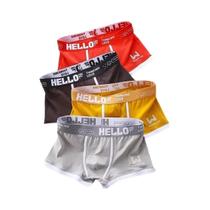 Cuecas Boxer Masculinas De Verão Em Seda Gelada 4 Peças Respiráveis Lisas Tamanhos M-3XL Moda Íntima