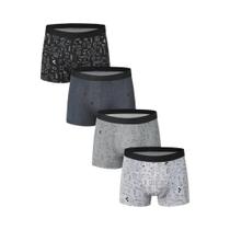 Cuecas Boxer Masculinas Estampadas Oversized, Pacote Com 4, Confortáveis Para Natação, Tamanho