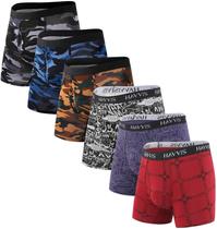 Cuecas boxer masculinas HAVVIS Performance Bamboo Viscose, 3GG, pacote com 6 Cuecas boxer masculinas HAVVIS Performance Bamboo Viscose, 3GG, pacote com 6