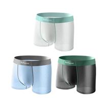 Cuecas Boxer Masculinas MiiOW De Seda Gelada Antibacterianas Sem Costura Em Malha Respirável - Kit Cuecas Boxer Masculinas MiiOW De Seda Gelada Antibacterianas Sem Costura Em Malha Respirável - Kit