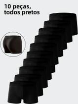 Cuecas Boxer Masculinas plus Size L-4XL Pretas De Alta Elasticidade E Respiráveis - Kit Com 10 Peças Cuecas Boxer Masculinas plus Size L-4XL Pretas De Alta Elasticidade E Respiráveis - Kit Com 10 Peças