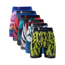 Cuecas Boxer Masculinas plus Size Respiráveis Com Estampa (6 Peças) - Calções De Banho Sexy Para
