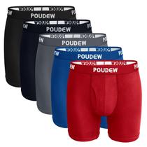 Cuecas boxer masculinas POUDEW, viscose respirável, pacote com 5