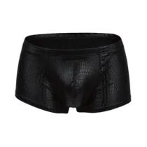 Cuecas Boxer Masculinas Sensuais De Couro Com Estampa De Pele De Cobra, Abertura Frontal, Sem