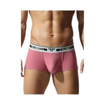 Cuecas Boxer Masculinas Slim Fit De Algodão, Cintura Média Baixa, Cor Sólida, Respiráveis E Modernas