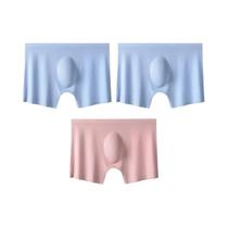 Cuecas Boxer Masculinas Ultrafinas De Seda Gelada Sem Costura 3 Peças - Shorts De Verão Sexy E