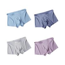 Cuecas Boxer Masculinas Ultrafinas De Seda Gelada Sem Costura, Kit Com 4 Peças, Respiráveis