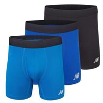 Cuecas boxer New Balance 6 para homens, pacote com 3 cuecas pretas/azul/royal