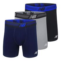 Cuecas boxer New Balance 6 para homens, pacote com 3, preta/aço/pigmento